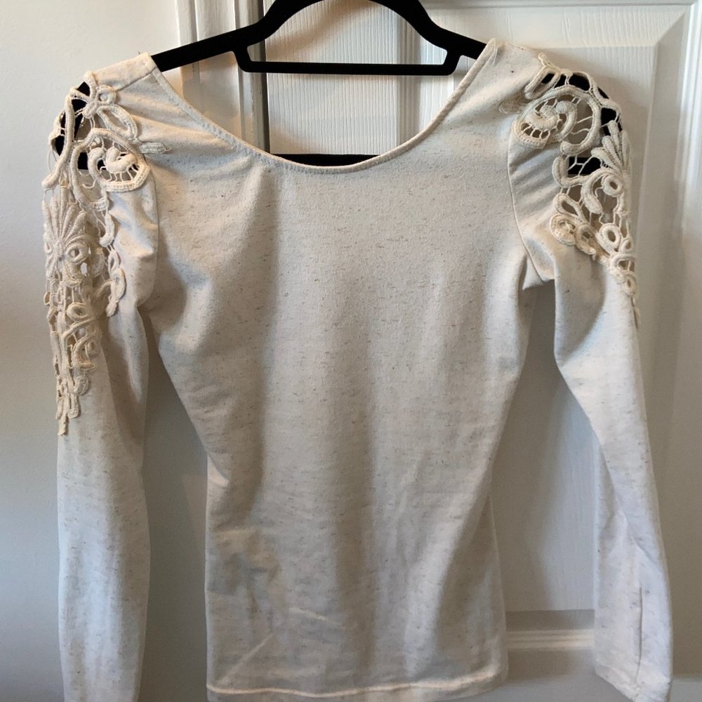 Cream long sleeve shirt